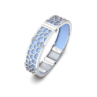 Gazebo Blue Hexagon Coral - Slim Bangle - Rhodium