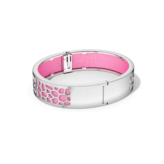 Guava Pink Hexagon Coral - Slim Bangle - Rhodium