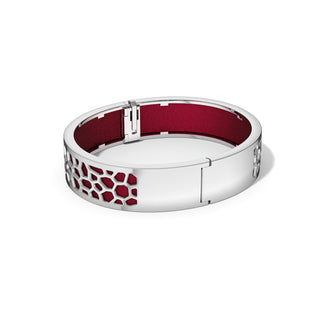 Majestic Ruby Hexagon Coral - Slim Bangle - Rhodium