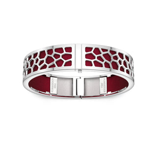 Majestic Ruby Hexagon Coral - Slim Bangle - Rhodium