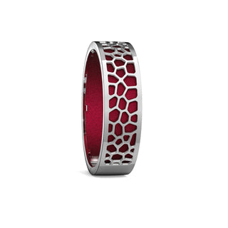 Majestic Ruby Hexagon Coral - Slim Bangle - Rhodium