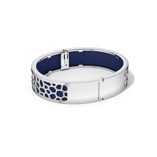 Midnight Blue Hexagon Coral - Slim Bangle - Rhodium
