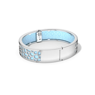 Mist Blue Hexagon Coral - Slim Bangle - Rhodium