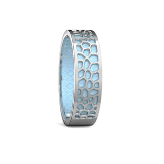 Mist Blue Hexagon Coral - Slim Bangle - Rhodium