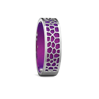 Orchid Purple Hexagon Coral - Slim Bangle - Rhodium