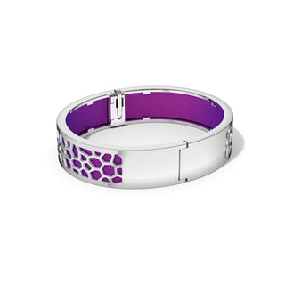Orchid Purple Hexagon Coral - Slim Bangle - Rhodium