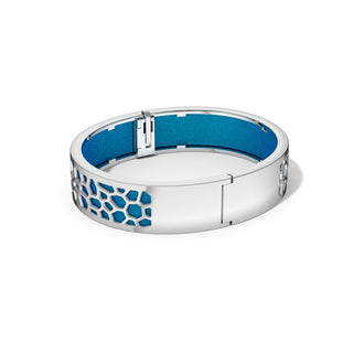 Peacock Green Hexagon Coral - Slim Bangle - Rhodium