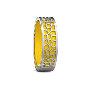 Pineapple Yellow Hexagon Coral - Slim Bangle - Rhodium