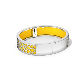 Pineapple Yellow Hexagon Coral - Slim Bangle - Rhodium