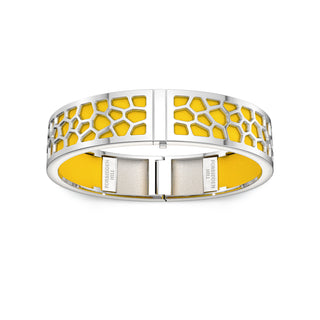 Pineapple Yellow Hexagon Coral - Slim Bangle - Rhodium