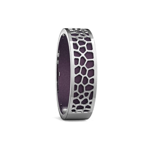 Deep Plum Hexagon Coral - Slim Bangle - Rhodium