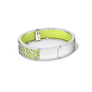 Pomelo Green Hexagon Coral - Slim Bangle - Rhodium