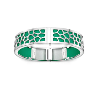 Python Green Hexagon Coral - Slim Bangle - Rhodium