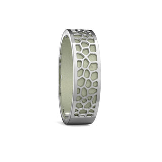 Shophouse Olive Hexagon Coral - Slim Bangle - Rhodium