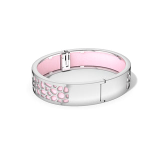 Shophouse Pink Hexagon Coral - Slim Bangle - Rhodium