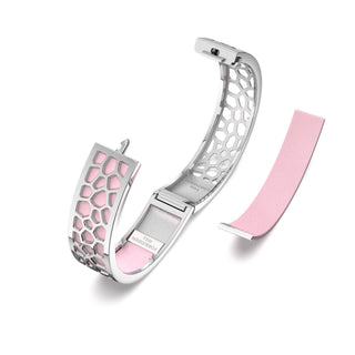 Shophouse Pink Hexagon Coral - Slim Bangle - Rhodium