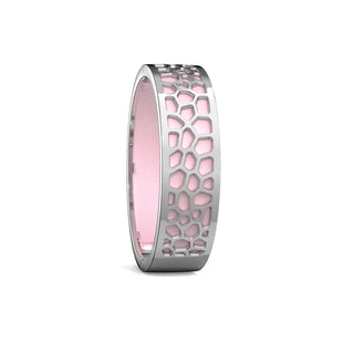 Shophouse Pink Hexagon Coral - Slim Bangle - Rhodium