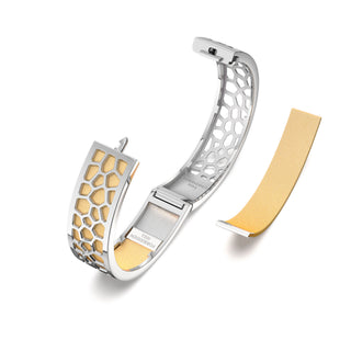 Shophouse Vanilla Hexagon Coral - Slim Bangle - Rhodium