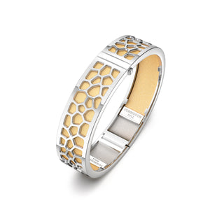 Shophouse Vanilla Hexagon Coral - Slim Bangle - Rhodium