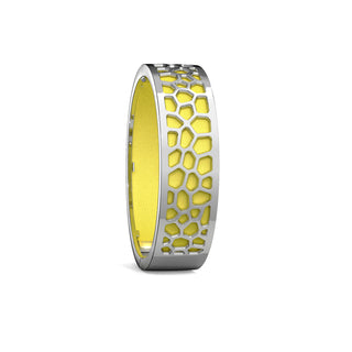 Starfruit Yellow Hexagon Coral - Slim Bangle - Rhodium