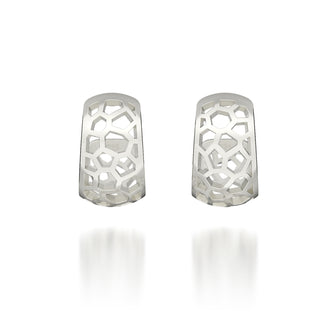 Hexagon Coral Earrings - Sterling Silver