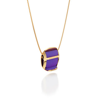 Dawn Mauve Hexagon Coral - Silk Pendant - Gold Vermeil
