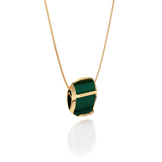 Emerald Green Hexagon Coral - Silk Pendant - Gold Vermeil