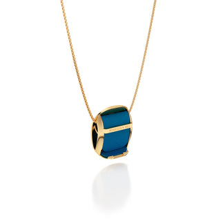 Peacock Green Hexagon Coral - Silk Pendant - Gold Vermeil
