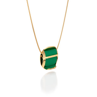Python Green Hexagon Coral - Silk Pendant - Gold Vermeil