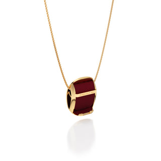 Majestic Ruby Hexagon Coral - Silk Pendant - Gold Vermeil