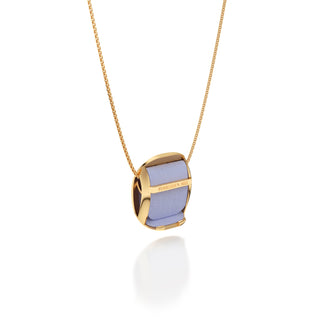 Shophouse Mauve Hexagon Coral - Silk Pendant - Gold Vermeil
