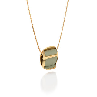 Shophouse Olive Hexagon Coral - Silk Pendant - Gold Vermeil