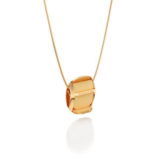 Shophouse Vanilla  Hexagon Coral - Silk Pendant - Gold Vermeil