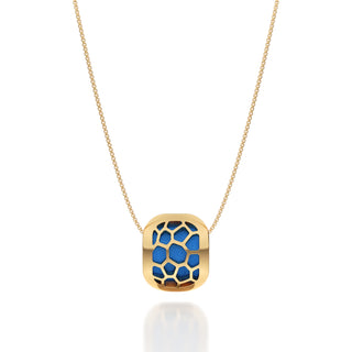 Celestial Blue Hexagon Coral - Silk Pendant - Gold Vermeil
