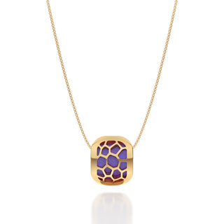 Dawn Mauve Hexagon Coral - Silk Pendant - Gold Vermeil