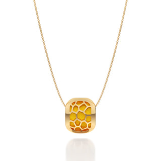 Pineapple Yellow Hexagon Coral - Silk Pendant - Gold Vermeil