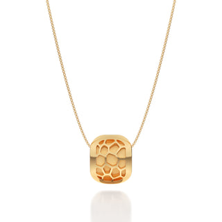 Shophouse Vanilla  Hexagon Coral - Silk Pendant - Gold Vermeil