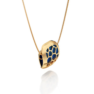 Celestial Blue Hexagon Coral - Silk Pendant - Gold Vermeil