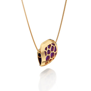 Dawn Mauve Hexagon Coral - Silk Pendant - Gold Vermeil