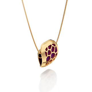 Orchid Purple Hexagon Coral - Silk Pendant - Gold Vermeil