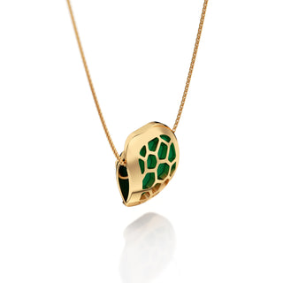 Python Green Hexagon Coral - Silk Pendant - Gold Vermeil