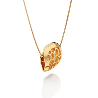Shophouse Vanilla  Hexagon Coral - Silk Pendant - Gold Vermeil
