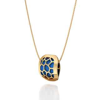 Celestial Blue Hexagon Coral - Silk Pendant - Gold Vermeil