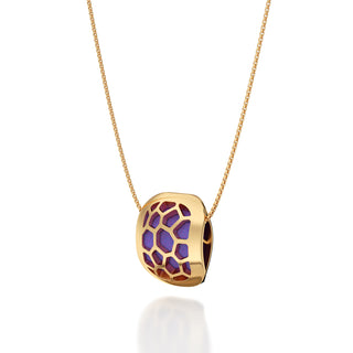 Dawn Mauve Hexagon Coral - Silk Pendant - Gold Vermeil
