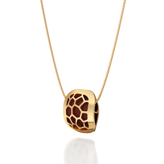 Mangosteen Red Hexagon Coral - Silk Pendant - Gold Vermeil