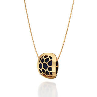 Midnight Blue Hexagon Coral - Silk Pendant - Gold Vermeil