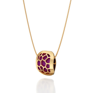 Orchid Purple Hexagon Coral - Silk Pendant - Gold Vermeil