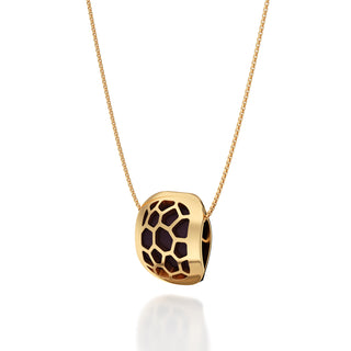 Deep Plum Hexagon Coral - Silk Pendant - Gold Vermeil