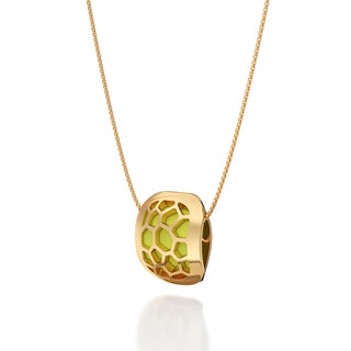 Pomelo Green Hexagon Coral - Silk Pendant - Gold Vermeil