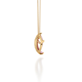 Frangipani Pink Hexagon Coral - Silk Pendant - Gold Vermeil